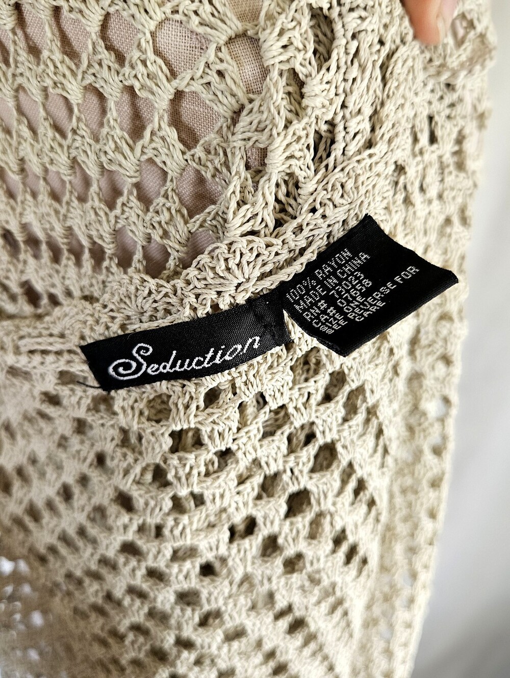 White Fringe Crochet Convertible Poncho Skirt Cover Up - Picture 8 of 8
